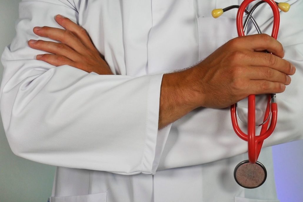 Doctor with a stethoscope at a hospital