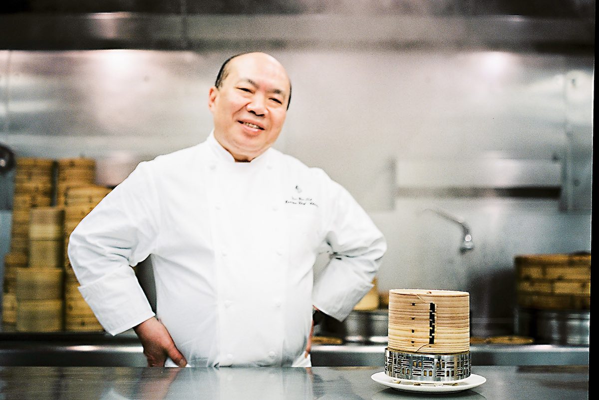 Executive Chinese Chef Chan Yan Tak in white uniform Lung King Heen at Four Seasons Hong Kong